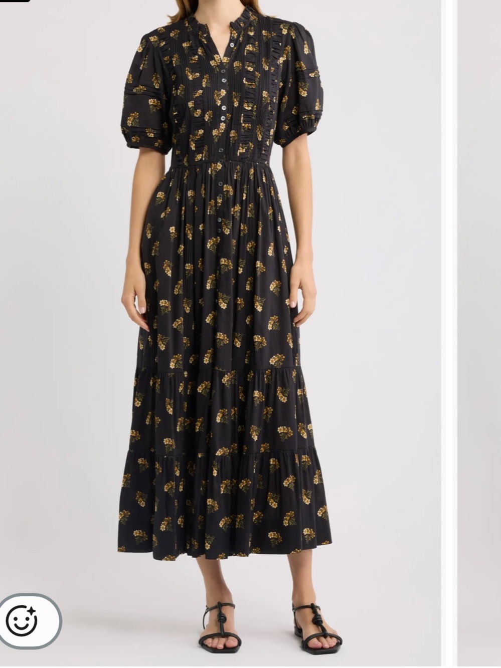 Dôen Haleigh Pintuck Midi Dress Buttercup Bouquet